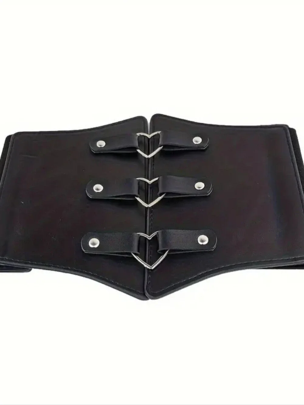 Corset Style Triple Buckle Wide Belt Elastic Waist Band One Size